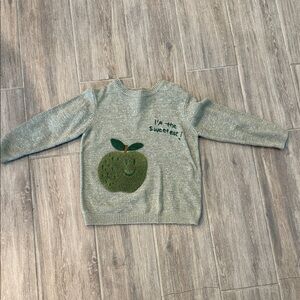 Zara Gray Sweater with Green Apple Motif